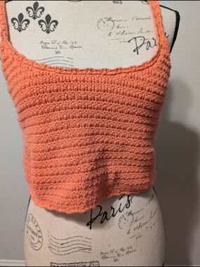 aerie Peach Crochet Square-Neck Camisole